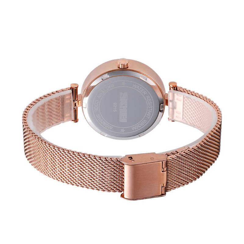 Naisten Kolmiulotteinen Kristallikello Skmei 9215 Mesh Steel Band Quartz Watch