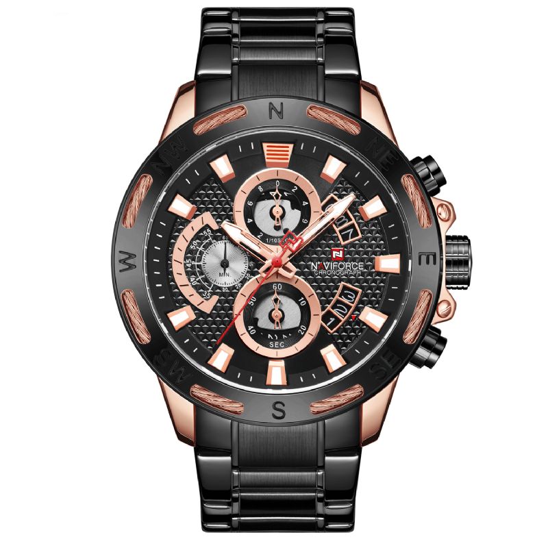 Naviforce 9165 Chronograph Business Style Miesten Kello Valaisinnäytön Kvartsikello