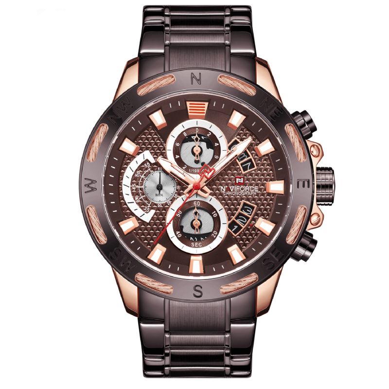 Naviforce 9165 Chronograph Business Style Miesten Kello Valaisinnäytön Kvartsikello