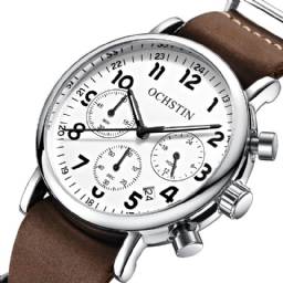 Ochstin Gq081A Chronograph Casual Style Miesten Rannekello Aito Nahka Rannekello Kvartsikello