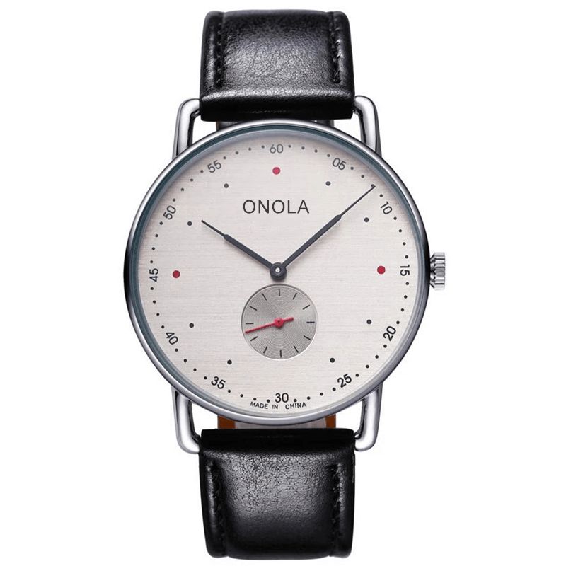 Onola On3806 Creative Point Simple Dial Miesten Muoti Nylon Nahkahihna Kvartsikello