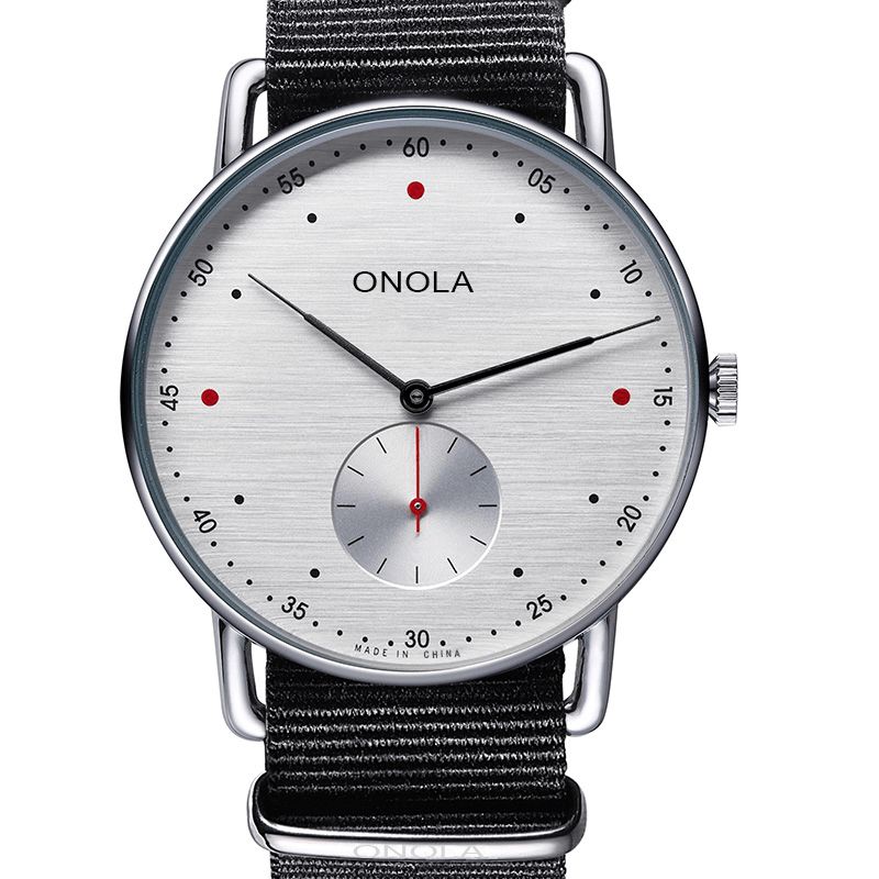 Onola On3806 Creative Point Simple Dial Miesten Muoti Nylon Nahkahihna Kvartsikello