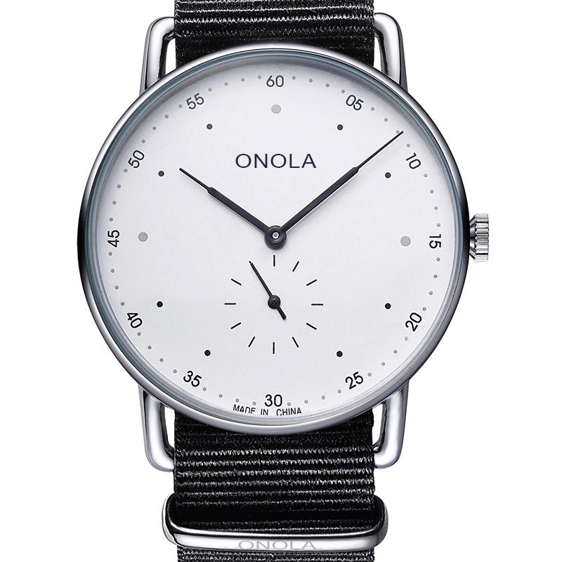 Onola On3806 Creative Point Simple Dial Miesten Muoti Nylon Nahkahihna Kvartsikello