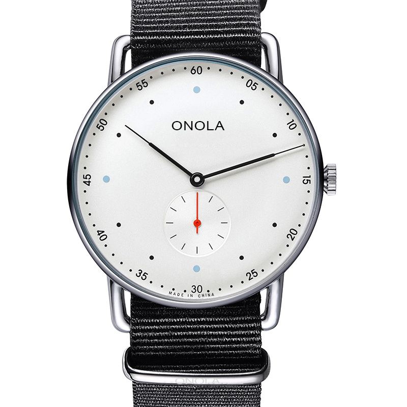 Onola On3806 Creative Point Simple Dial Miesten Muoti Nylon Nahkahihna Kvartsikello