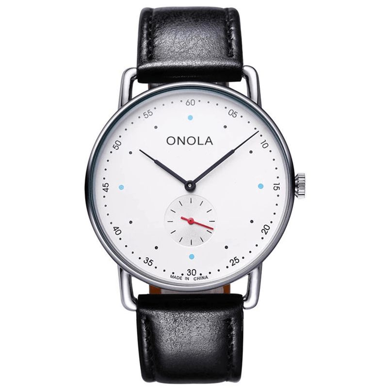 Onola On3806 Creative Point Simple Dial Miesten Muoti Nylon Nahkahihna Kvartsikello