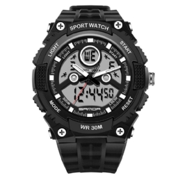 Sanda 709 Dual Display 30M Vedenpitävä Outdoor Sport Military Fashion Led-Digitaalikello