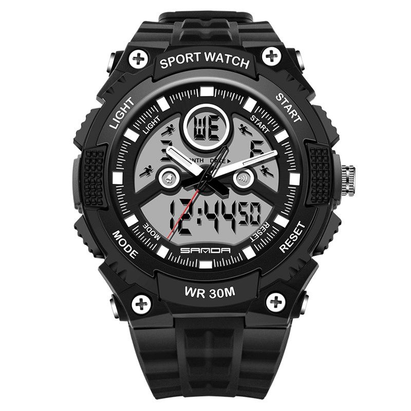 Sanda 709 Dual Display 30M Vedenpitävä Outdoor Sport Military Fashion Led-Digitaalikello