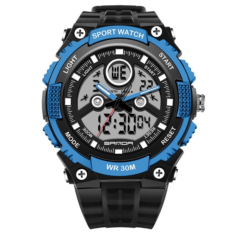 Sanda 709 Dual Display 30M Vedenpitävä Outdoor Sport Military Fashion Led-Digitaalikello