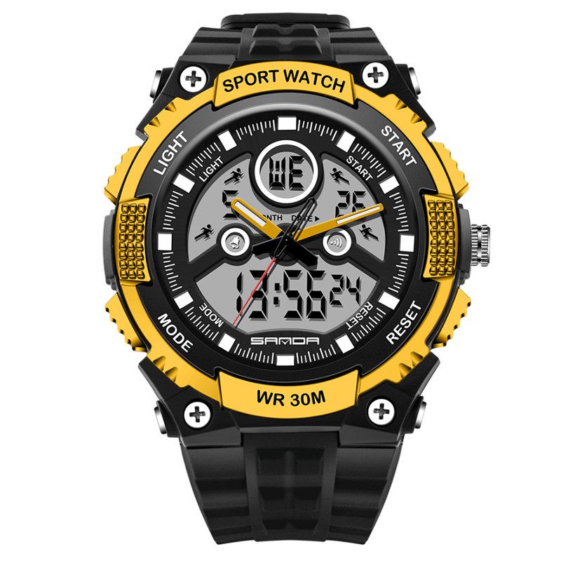 Sanda 709 Dual Display 30M Vedenpitävä Outdoor Sport Military Fashion Led-Digitaalikello