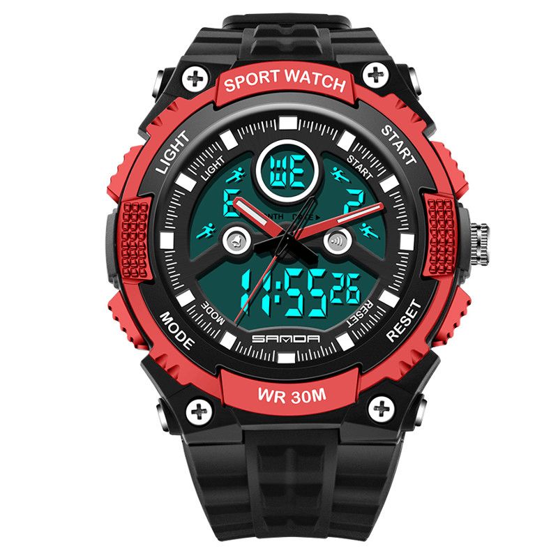 Sanda 709 Dual Display 30M Vedenpitävä Outdoor Sport Military Fashion Led-Digitaalikello