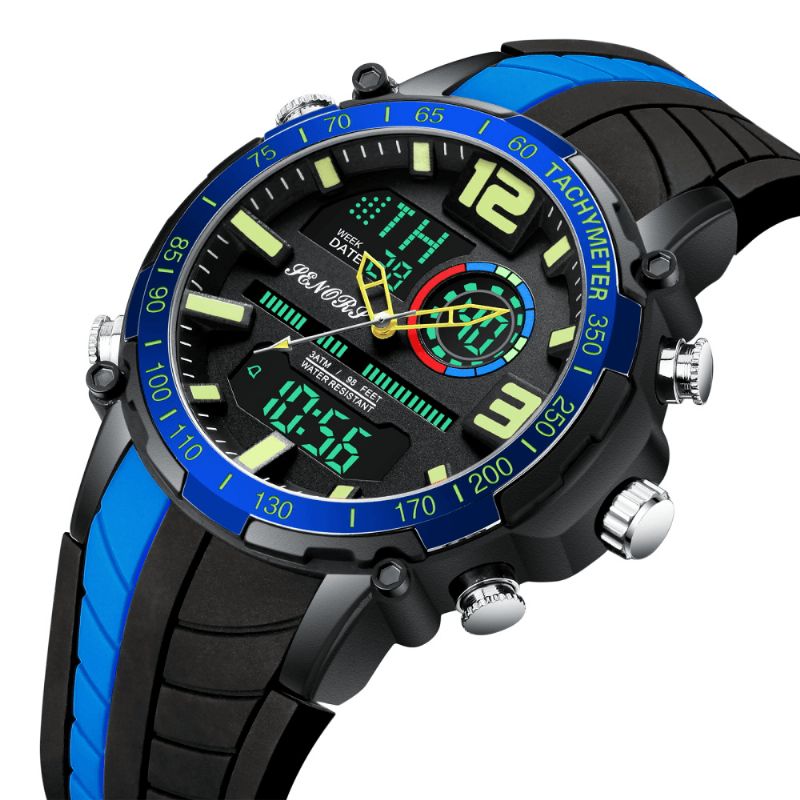 Senors Sn150 Dual Display Digital Watch Outdoor Sport Herätyskello Kalenteri Chronograph Noctilucent Waterproof Watch