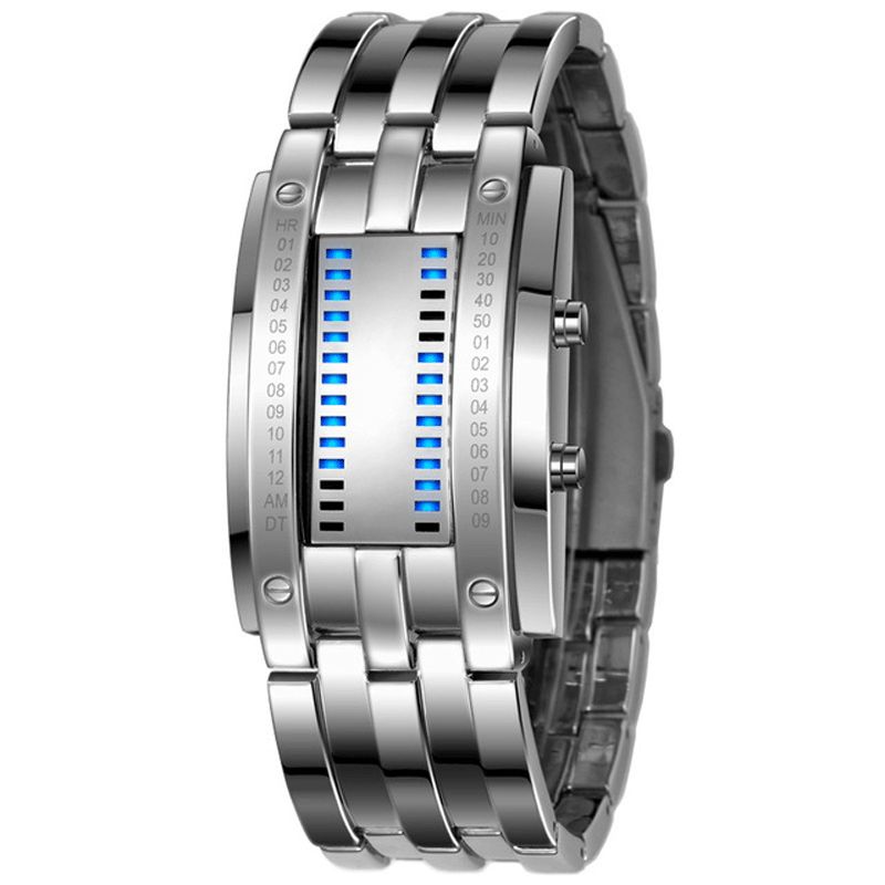 Skmei 0926 Muoti Miesten Kello Vedenpitävä Valoisa Päivämääränäyttö Creative Led Full Steel Digital Watch