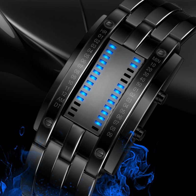 Skmei 0926 Muoti Miesten Kello Vedenpitävä Valoisa Päivämääränäyttö Creative Led Full Steel Digital Watch