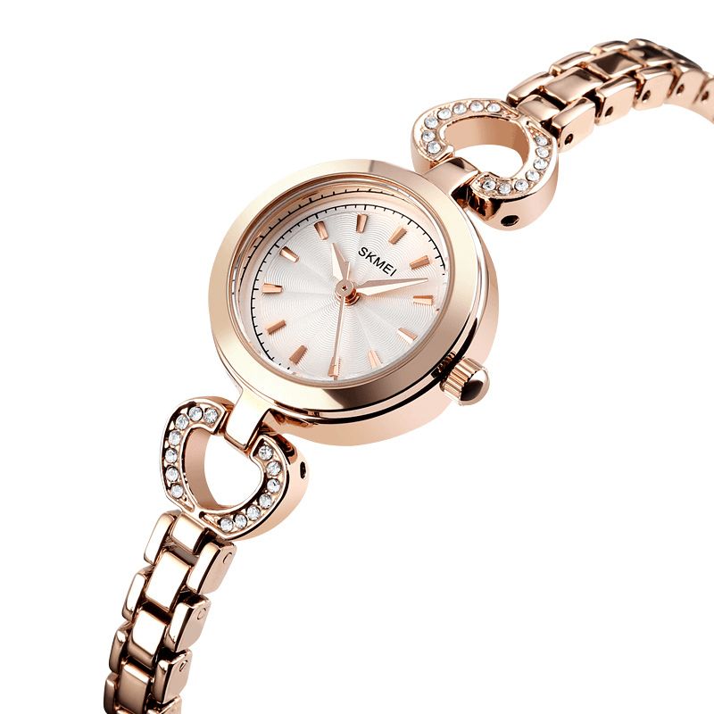 Skmei 1408 Luxury Crystal Stainless Steel Elegant Fashion Naisten Rannekello Kvartsikello