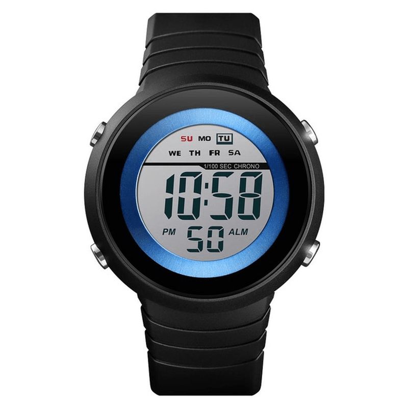 Skmei 1497 Simple Design Taustavalo Led 50M Vedenpitävä Chronograph Week Digitaalikello Miesten Kello