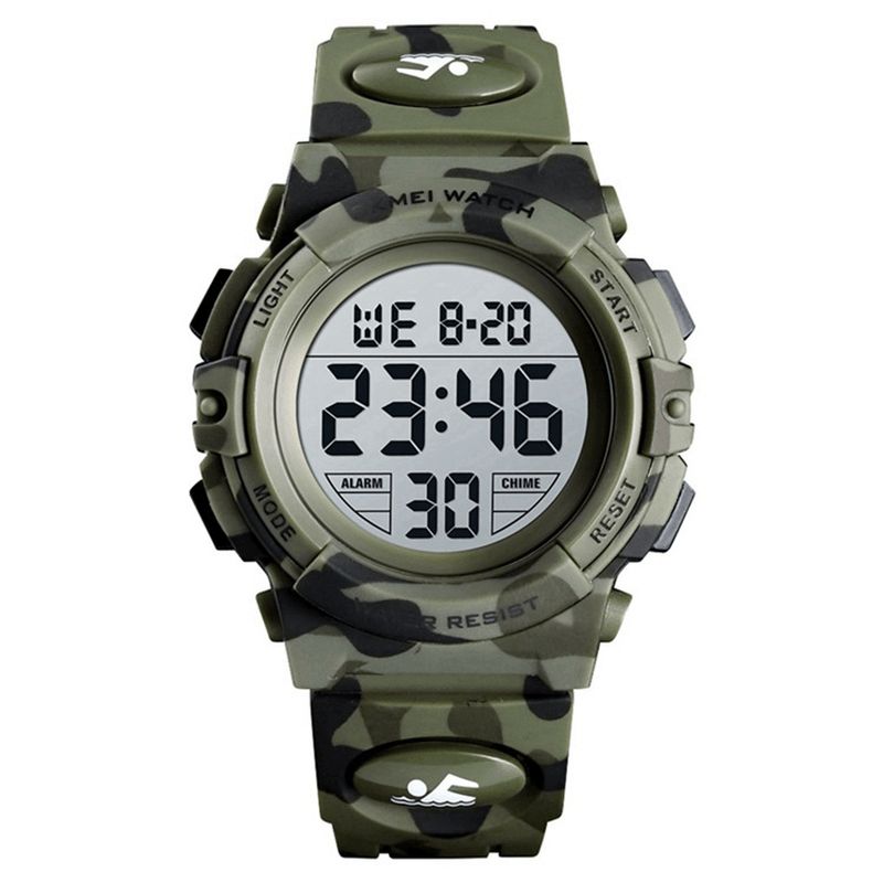 Skmei 1548 Military Camouflage Lasten Ranneke 12/24 Hours Mode El Luminous Display Sekuntikello Hälytin 5Atm Vedenpitävä Lasten Digitaalikello