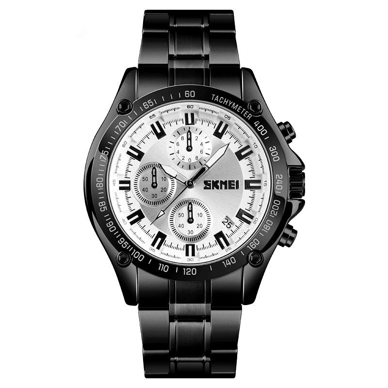 Skmei Ruostumattomasta Teräksestä Valmistettu Miesten Kello Running Seconds Chronograph Waterproof Business Quartz Watch