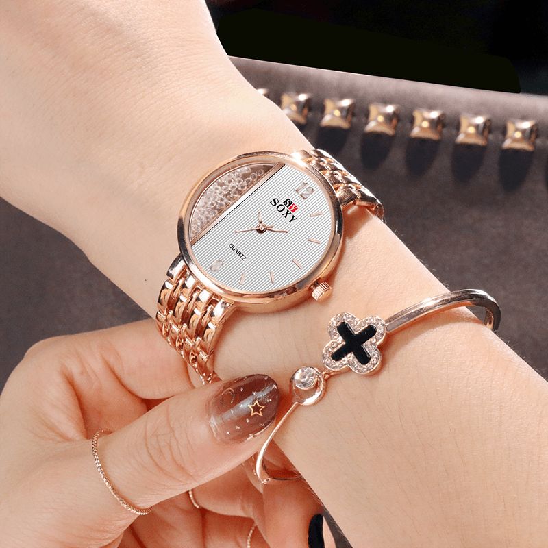 Soxy 0137 Crystal Casual Style Naisten Rannekello Ainutlaatuinen Design Quartz Watch