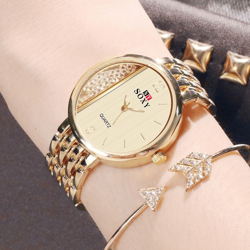 Soxy 0137 Crystal Casual Style Naisten Rannekello Ainutlaatuinen Design Quartz Watch