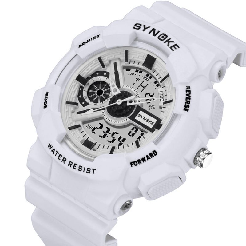 Synoke 9015 Double Display Movement Valoava Hälytyskalenteri Urheilu Dual Display Digital Watch Miesten Watch