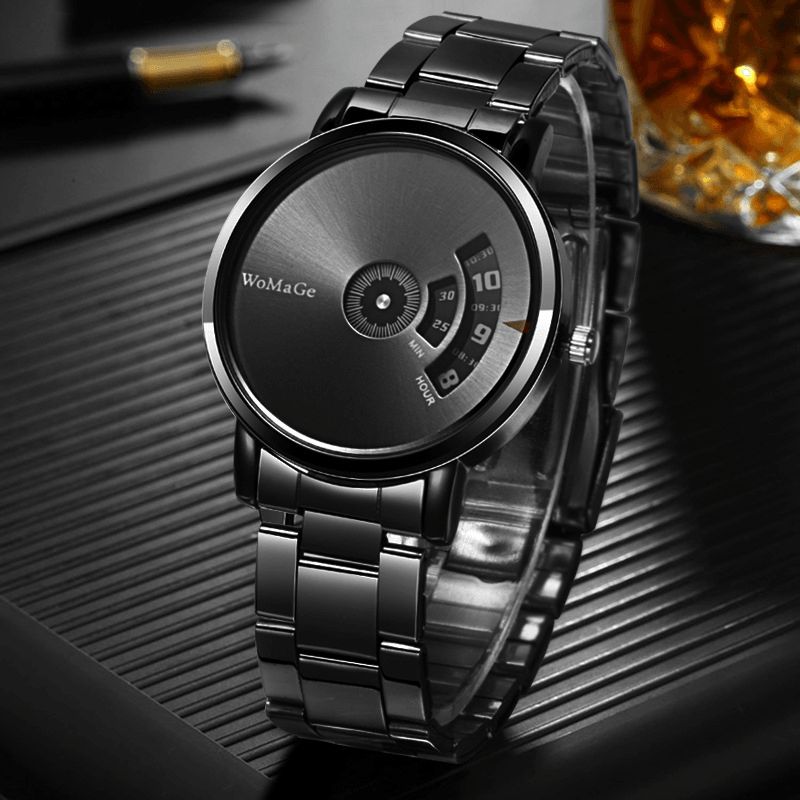 Womage Miesten Kello Fashion Alloy Stainless Steel Band Business Digital Quartz Watch