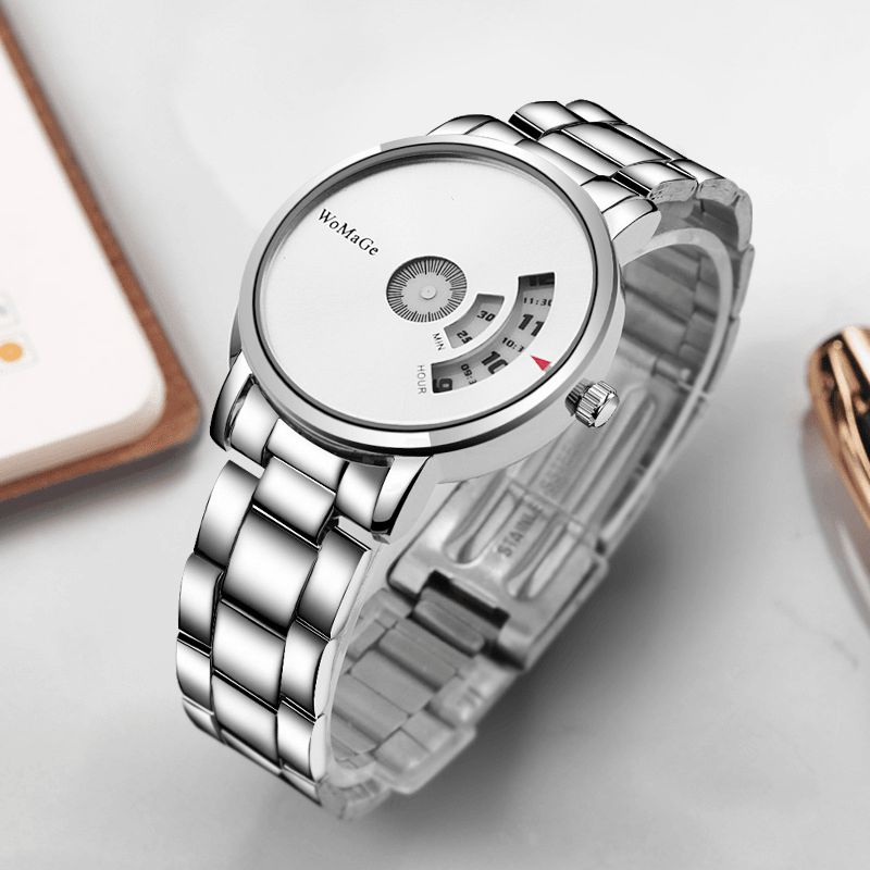 Womage Miesten Kello Fashion Alloy Stainless Steel Band Business Digital Quartz Watch