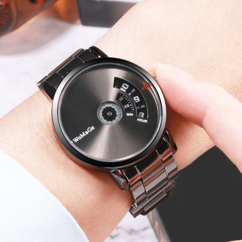 Womage Miesten Kello Fashion Alloy Stainless Steel Band Business Digital Quartz Watch