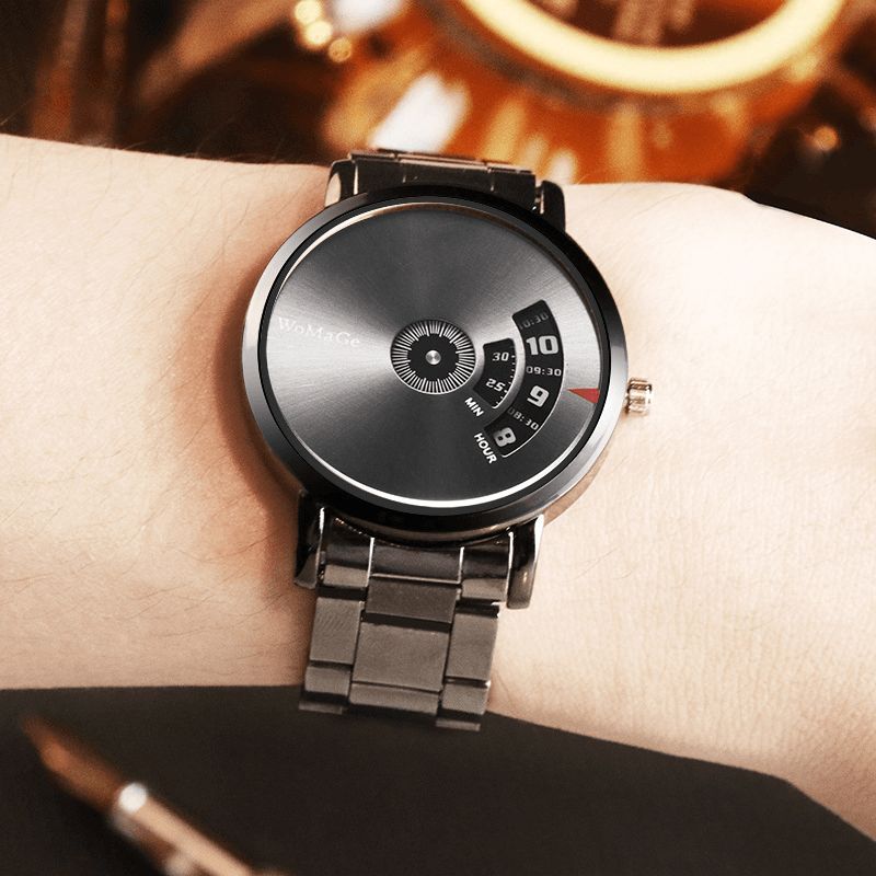 Womage Miesten Kello Fashion Alloy Stainless Steel Band Business Digital Quartz Watch