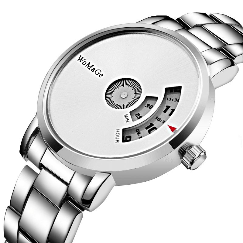 Womage Miesten Kello Fashion Alloy Stainless Steel Band Business Digital Quartz Watch