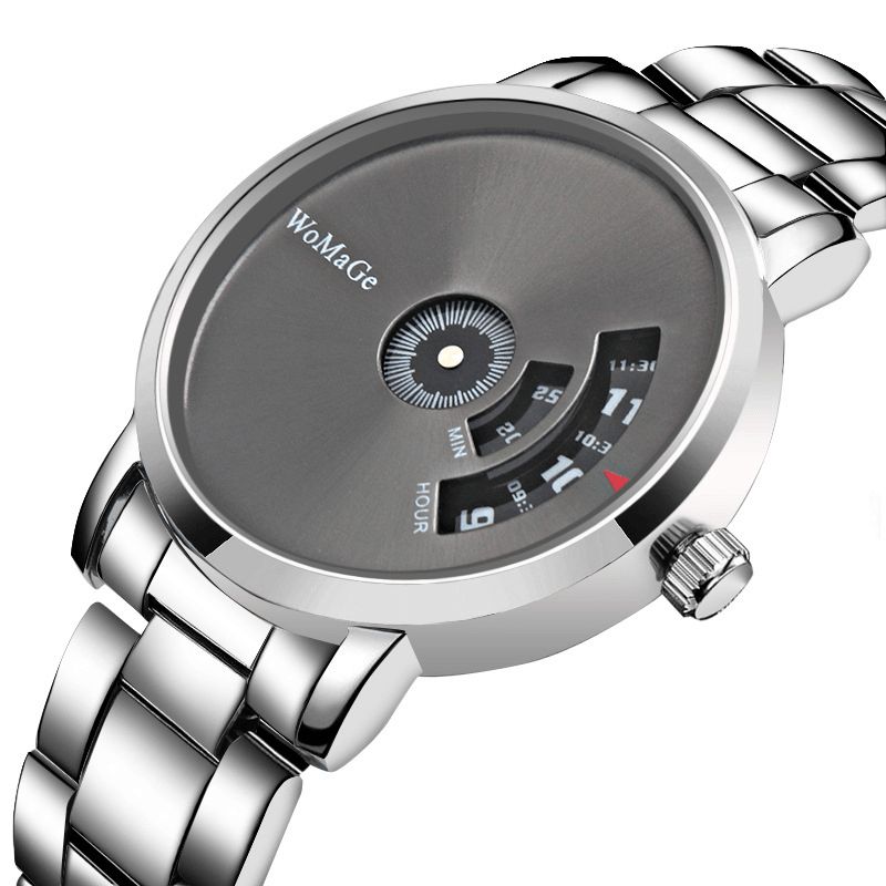 Womage Miesten Kello Fashion Alloy Stainless Steel Band Business Digital Quartz Watch