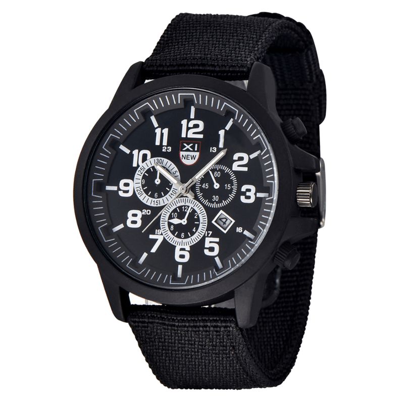 Xinew 2229D Military Casual Miesten Nylon Canvas Band Data Display Vedenpitävä Suuri Kellotaulu Urheilu Kvartsi Kello