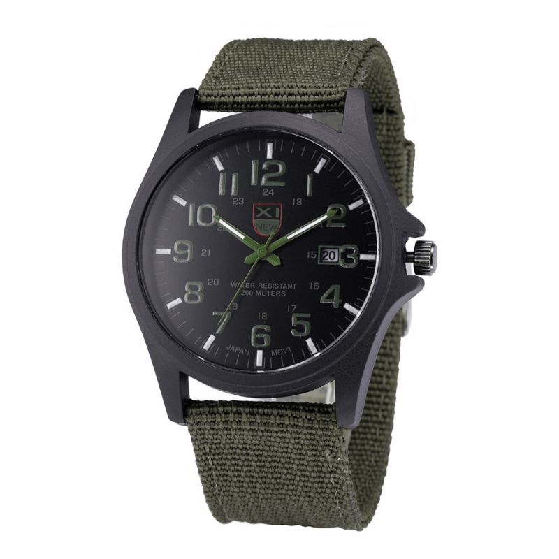 Xinew Nylon Band Casual Style Quartz Watch Päivämääränäyttö Miesten Rannekello