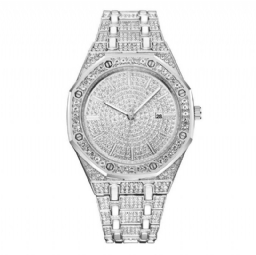 Xsvo Luxury Fashion Full Tekojalokivi Diamond Rannekello Unisex Quartz Watch