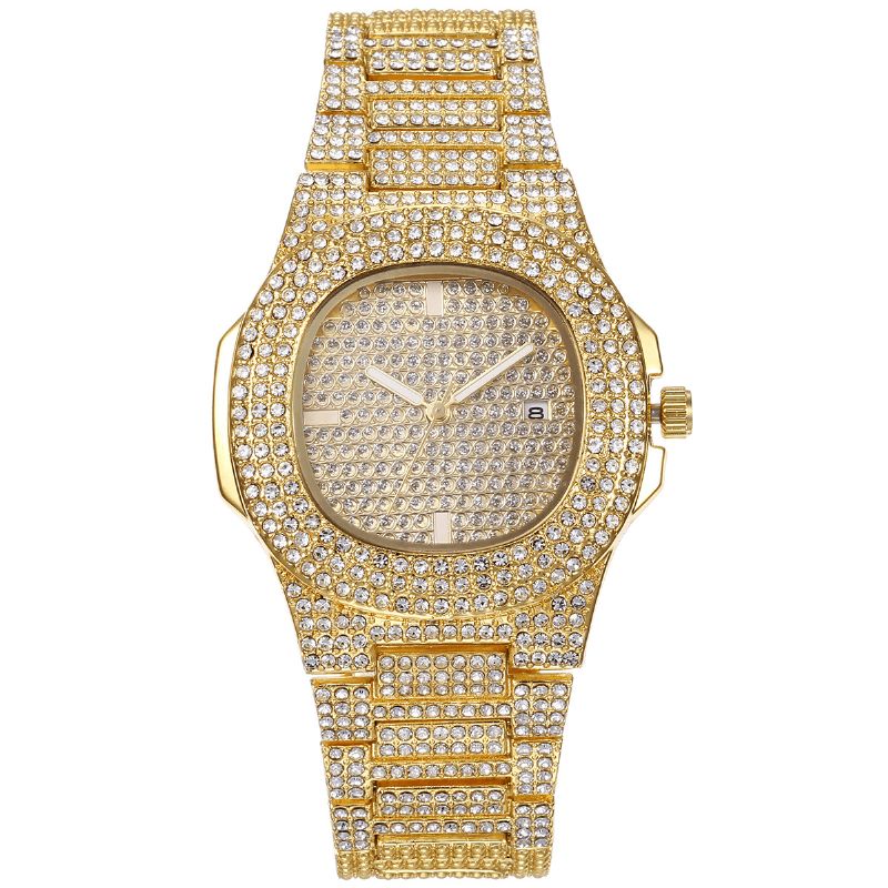 Xsvo Luxury Fashion Full Tekojalokivi Diamond Rannekello Unisex Quartz Watch