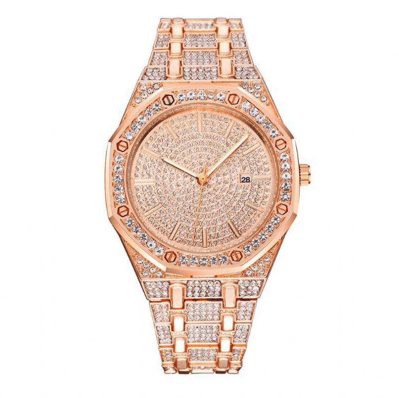 Xsvo Luxury Fashion Full Tekojalokivi Diamond Rannekello Unisex Quartz Watch