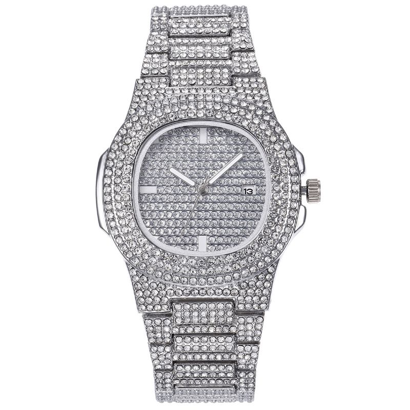 Xsvo Luxury Fashion Full Tekojalokivi Diamond Rannekello Unisex Quartz Watch