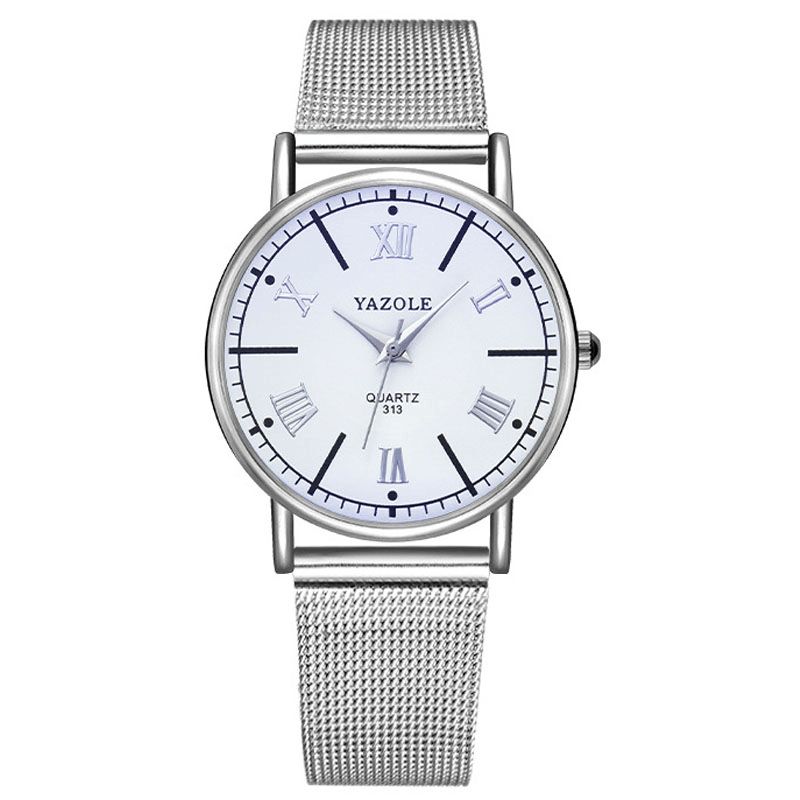 Yazole 313 Urban Fashion Naisten Kello 3Atm Vedenpitävä Ruostumattomasta Teräksestä Valmistettu Verkkoranneke Luxury Style Lady Quartz Watch