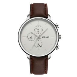 Yolako Casual Style Nahkaranneke Fahsion Miesten Business Watch Quartz Watch