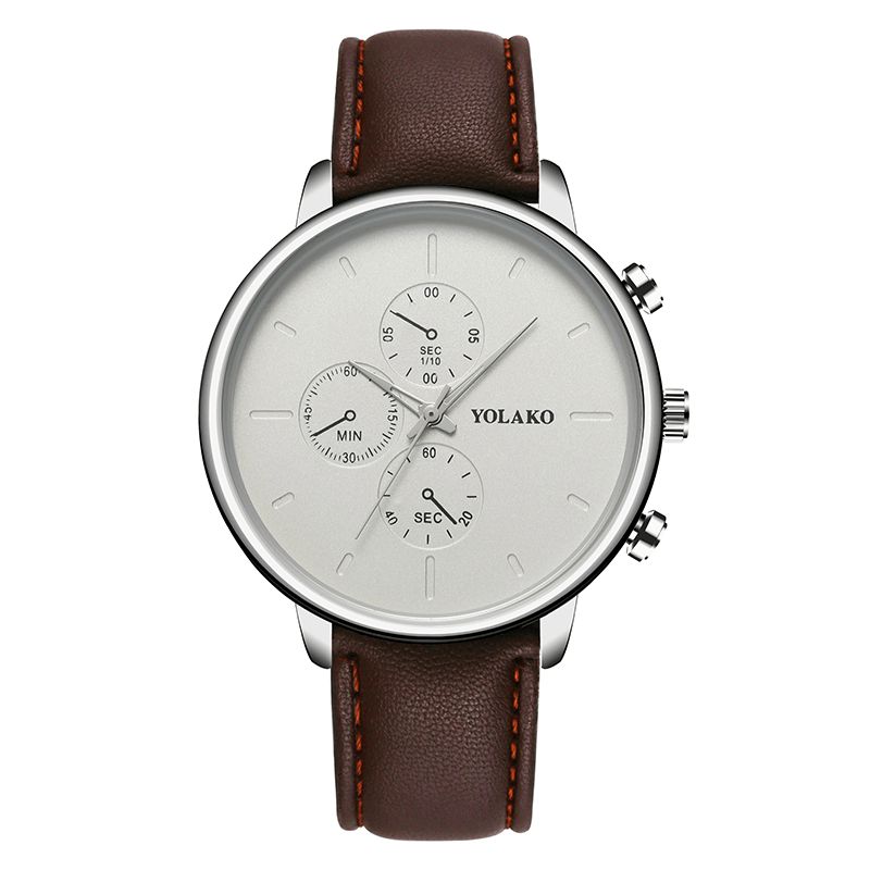 Yolako Casual Style Nahkaranneke Fahsion Miesten Business Watch Quartz Watch