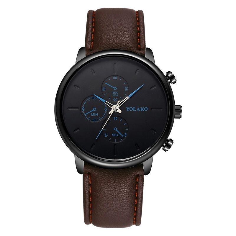 Yolako Casual Style Nahkaranneke Fahsion Miesten Business Watch Quartz Watch