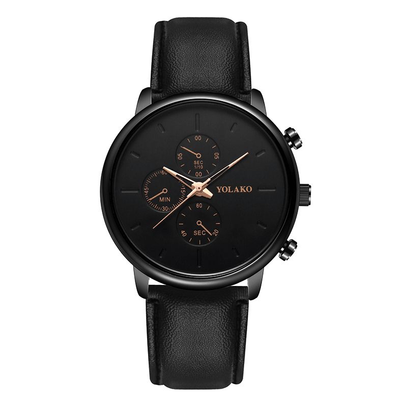 Yolako Casual Style Nahkaranneke Fahsion Miesten Business Watch Quartz Watch