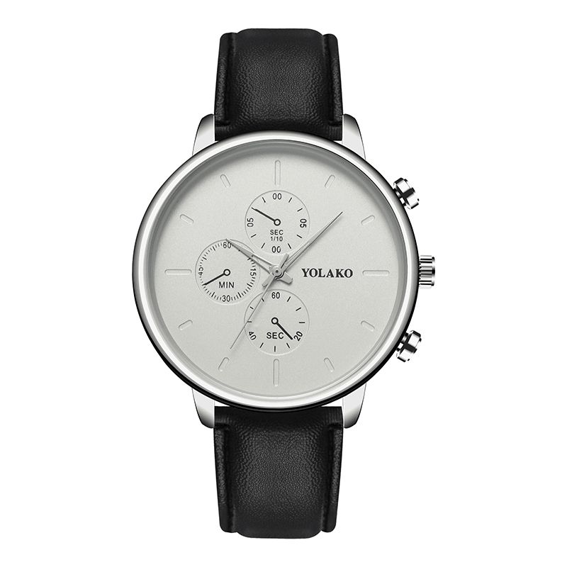 Yolako Casual Style Nahkaranneke Fahsion Miesten Business Watch Quartz Watch