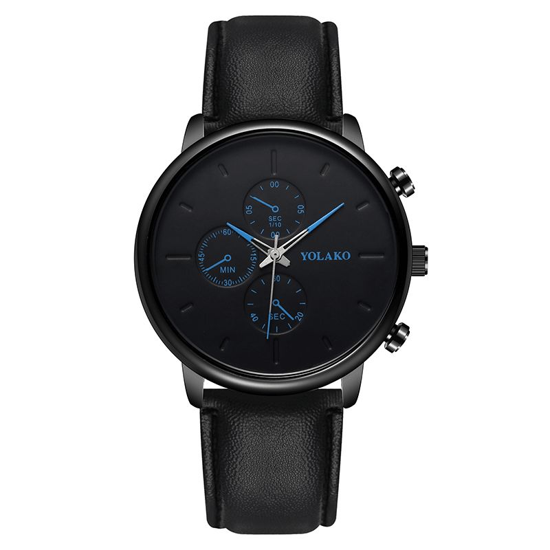 Yolako Casual Style Nahkaranneke Fahsion Miesten Business Watch Quartz Watch