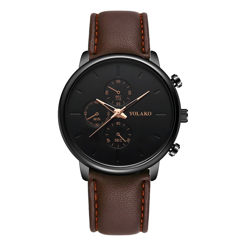 Yolako Casual Style Nahkaranneke Fahsion Miesten Business Watch Quartz Watch