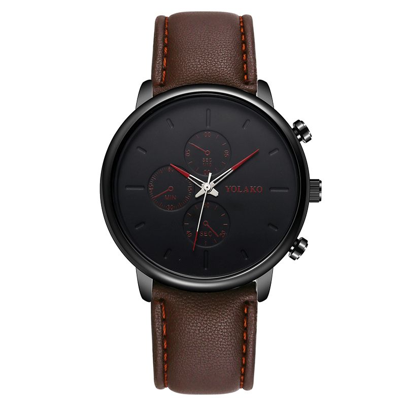 Yolako Casual Style Nahkaranneke Fahsion Miesten Business Watch Quartz Watch