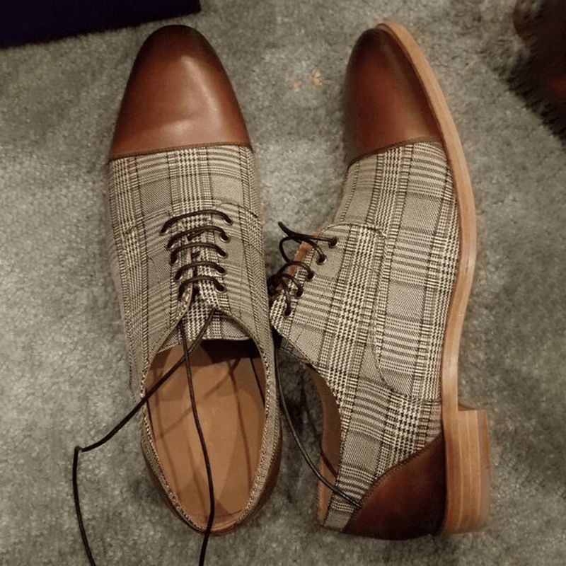 Miesten British Style Cap Toe Mukavat Nauhalliset Muodolliset Mekkokengät