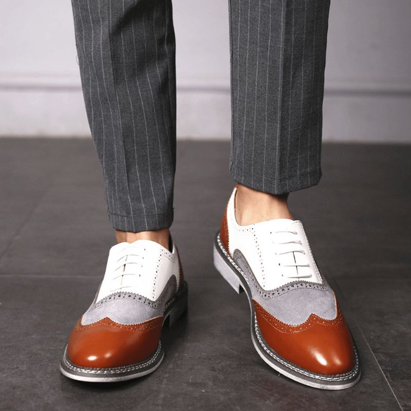 Miesten Brogue Colorblock Oxfords Nauhalliset Business Casual Muodolliset Kengät