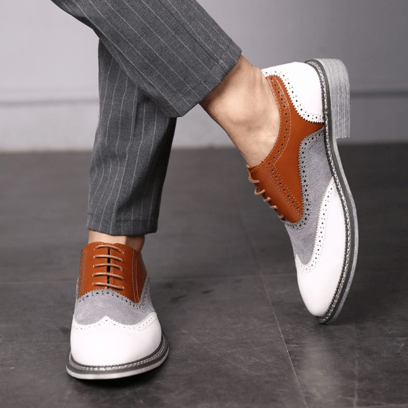 Miesten Brogue Colorblock Oxfords Nauhalliset Business Casual Muodolliset Kengät