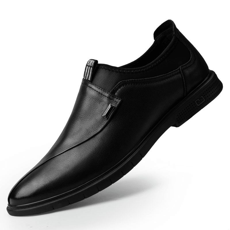 Miesten Nahkahousut Puhdasväriset Tikkaukset Pukeutuvat Business Formal Loafers Kengät