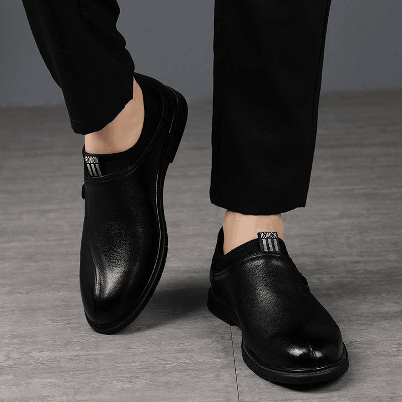 Miesten Nahkahousut Puhdasväriset Tikkaukset Pukeutuvat Business Formal Loafers Kengät